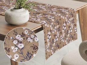 Biante Dekoračný behúň na stôl PML-036 Popínavé kvety na hnedom 35x140 cm