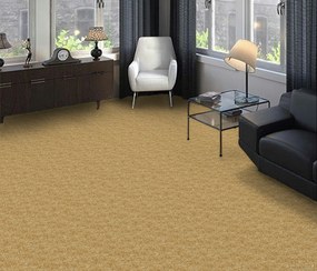 ITC, Koberec metráž Velvet Rock 6944, na mieru, šíře 4m, žltá, twinback (filc+juta), obchodné priestory