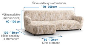 Bielastické poťahy UNIVERSO NOVÉ žíhané béžové sedačka s otomanom vľavo (š. 170 - 300 cm)