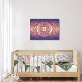 Sklenený obraz - Mandala na fialovom gradiente (70x50 cm)