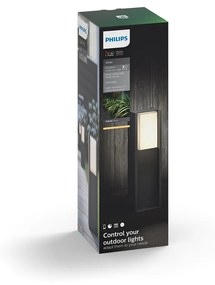 PHILIPS HUE Vonkajšie stojacie LED chytré svietidlo HUE TURACO, 9,5 W, teplá biela, hranaté, šedé, IP44