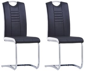 Jedálenské stoličky, perová kostra 2 ks, čierne, umelá koža