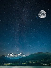 Umelecká fotografie stars shine in the sky over the fjords, Lindrik, (30 x 40 cm)