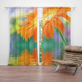 Sablio Záves Oranžová gerbera: 2 ks 140x250 cm