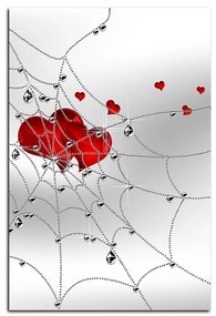 Obraz na plátne - Srdce v striebornej pavučine - obdĺžnik 778A (100x70 cm)
