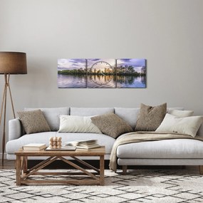 Obraz jazera (s hodinami) (90x30 cm)