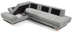 Rozkladacia rohová čalúnená sedacia súprava AVESTA s úložným priestorom do L, ľavé prevedenie, sivá