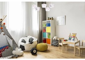 Detské závesné svietidlo Diamond Spider, 5x biele textilné tienidlo so vzorom