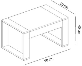 Konferenčný stolík RETRO 40x90 cm biela/béžová