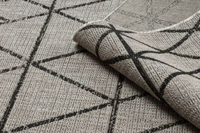 Koberec Šnúrkový SIZAL FLOORLUX 20508 strieb. / čierny Trojuholníky