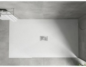 Mexen Hugo, obdĺžniková sprchová vanička SMC 180 x 100 cm, biela, oceľová krytka, 42101018-X