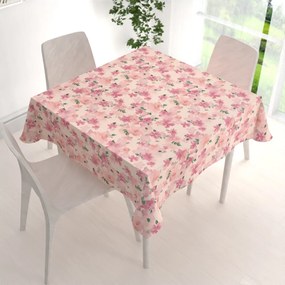 Biante Zamatový štvorcový obrus Tamara TMR-039 Ružovo-fialové akvarelové kvety na svetlo lososovom 70x70 cm