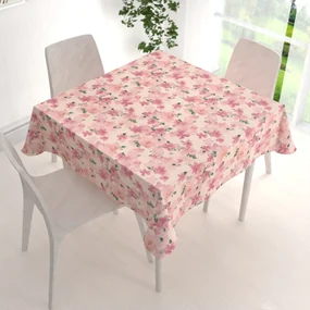 Biante Zamatový štvorcový obrus Tamara TMR-039 Ružovo-fialové akvarelové kvety na svetlo lososovom 120x120 cm