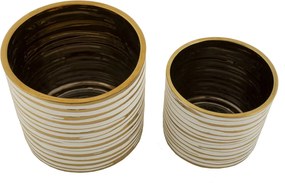 Sada 2 ks keramických obalů na květináče Blom bílo-zlatá