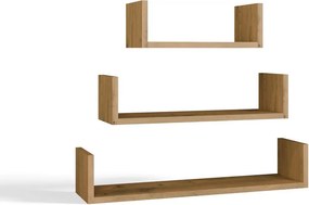 Sada 3 ks nástěnných polic Mobi dub artisan