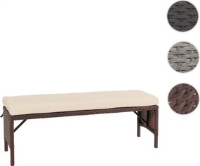 Záhradná lavica HWC-G16, polyratan - hnedá, krémový vankúš