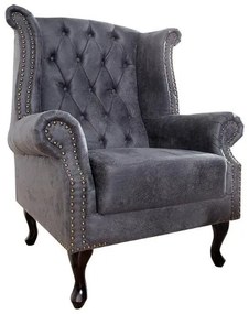 Chesterfield Antik kreslo sivé
