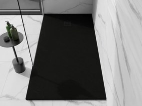 Mexen Stone+, obdĺžniková vanička z minerálneho kompozitu 200 x 80 cm, čierna, čierna krytka, 44708020-B