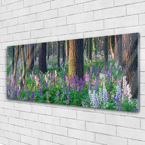 Obraz na akrylátovom skle Les kvety príroda 125x50 cm