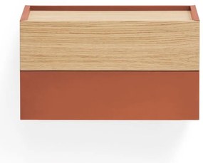 Nočný stolík v dekore duba v tehlovo-prírodnej farbe Otto – Teulat