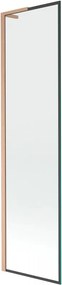 Mexen Next L, 1-krídlová vaňová zástena 50 x 150 cm, 6mm číre sklo-čierny vzor, medený profil, 895-050-000-03-70-65