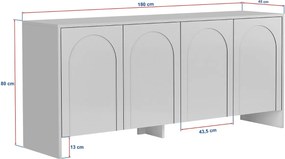 Dizajnová komoda Uchenna 180 cm mokka hnedá