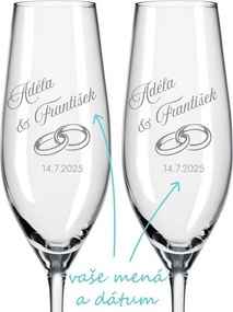 Svadobné poháre na sekt Rings 2 ks