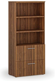 Skriňa so zásuvkami pre závesné zložky PRIMO WOOD, 800 x 420 x 1781 mm, orech