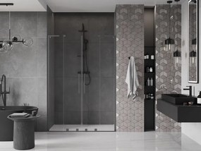 Mexen Velar L Duo, posuvné sprchové dvere do otvoru 150 cm, 8mm číre sklo, brúsený grafit, 871-150-003-02-95