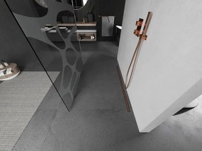 Mexen Kioto, sprchová zástena Walk-In 110 x 200 cm, 8mm číre sklo biely vzor, medený matný profil, 800-110-002-65-97