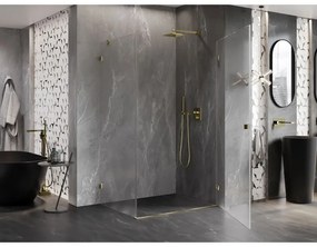 Mexen Lunar-B, pravostranný výklopný sprchový kút 75 x 70 cm, 8mm číre sklo, zlatý profil, 832-075-070-50-00-P
