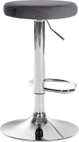 Barová stolička Ponte - zamat, chróm rám - Tmavo sivá