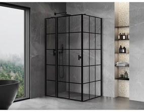 Mexen Mist T, sprchový kút s krídlovými dverami, ľavý, 85 x 115 cm, 8mm číre sklo, čierny profil, 8A4T-115-085-70-77-L
