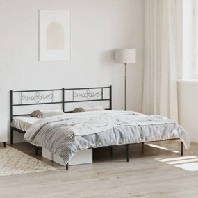 Kovový rám postele s čelom čierny 200x200 cm 355274
