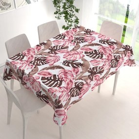 Biante Bavlnený obdĺžnikový obrus Sandra SA-227 Hnedé a staroružové tropické listy na bielom 60x100 cm