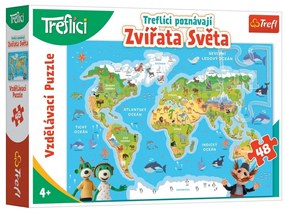 TREFL Puzzle Treflíci poznávají zvířátka světa 48 dílků