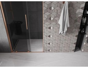 Mexen Velar, posuvné sprchové dvere do otvoru 90 cm, 8mm šedé sklo, medená matná, 871-090-000-41-65