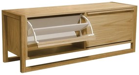 Výklopná skrinka na topánky v dekore duba s lavicou v prírodnej farbe NewEst – Woodman