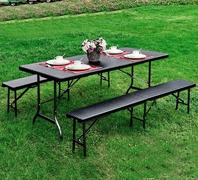 Záhradný banketový cateringový stôl skladací 180 cm ratan