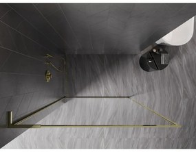 Mexen, Mexen Kioto-XF L sprchová stena s rámom 110 x 202 cm, transparentná 10 mm, zlatá - 800-110-174-50-00-XF