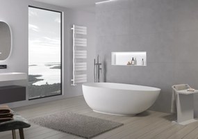Cerano Aura, voľne stojaca vaňa z liateho mramoru 180x90 cm, biela matná, CER-CER-VELA1050W