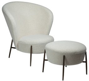 ORBIT ČALÚNENÉ LOUNGE KRESLO dove bouclé/antique brass