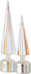 Veľký rebrovaný sklenený strom s LED svetlom L – 9*9*39,6 cm