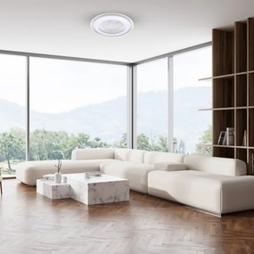 LED Stmievateľné stropné svietidlo s ventilátorom ZONDA LED/48W/230V strieborná + DO