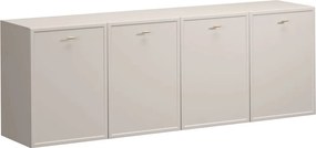 Závesná komoda Lorini 200 cm štvordverová - kašmír / zlaté úchytky T-bar