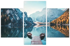 Obraz - Lode na jazere Braies (90x60 cm)