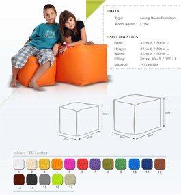 INTERMEDIC SK - Sedací vak CUBE 37x37x37 cm z ekokože | multifunkčná kocka, podnožka, sedenie