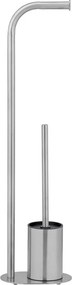 Stojan na toaletný papier so štetkou z nehrdzavejúcej ocele v matne striebornej farbe Levante – Wenko