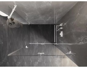 Mexen Lunar-F, sklápací sprchový kút pravý 85 x 70 cm, 8mm číre sklo, biely profil, 836-085-070-20-00-P
