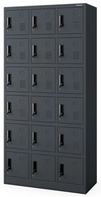 Sociálna skrinka s priehradkami KAROL, 900 x 1850 x 400 mm, antracitová